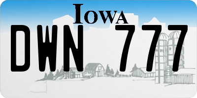IA license plate DWN777