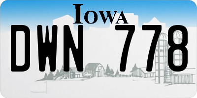IA license plate DWN778