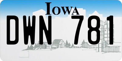 IA license plate DWN781