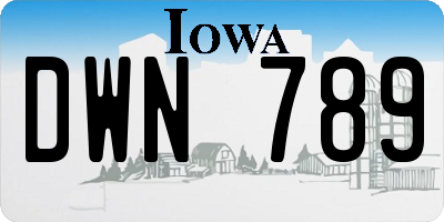 IA license plate DWN789