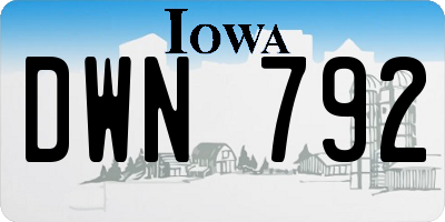 IA license plate DWN792