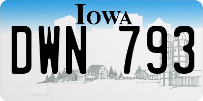 IA license plate DWN793