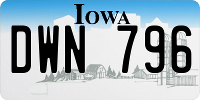 IA license plate DWN796