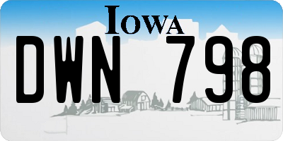 IA license plate DWN798