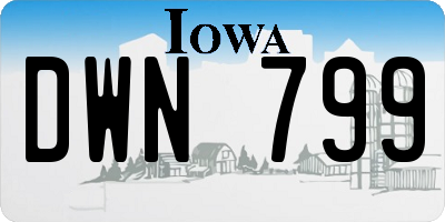 IA license plate DWN799