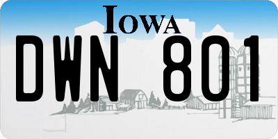 IA license plate DWN801