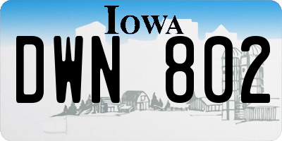 IA license plate DWN802
