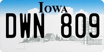 IA license plate DWN809