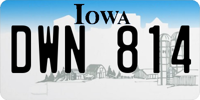 IA license plate DWN814