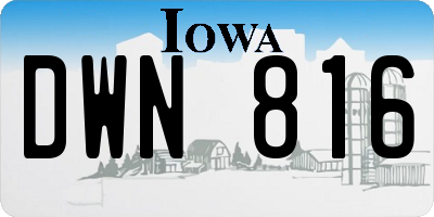 IA license plate DWN816