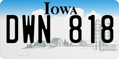 IA license plate DWN818