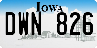 IA license plate DWN826
