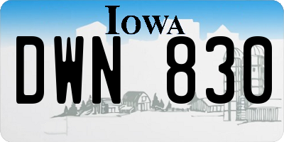 IA license plate DWN830