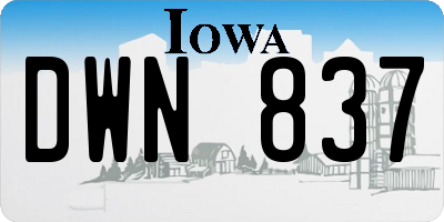 IA license plate DWN837