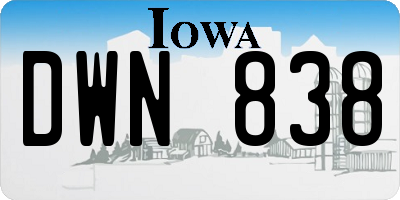 IA license plate DWN838