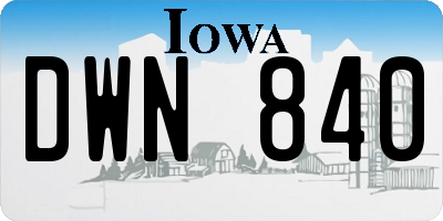 IA license plate DWN840