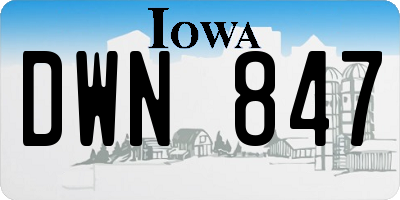 IA license plate DWN847