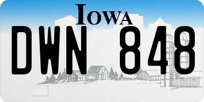 IA license plate DWN848