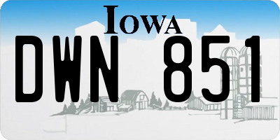 IA license plate DWN851