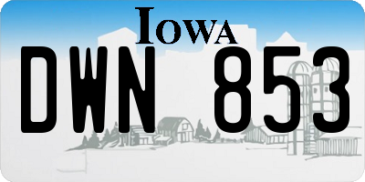 IA license plate DWN853