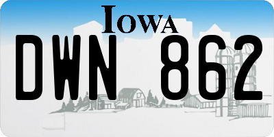 IA license plate DWN862