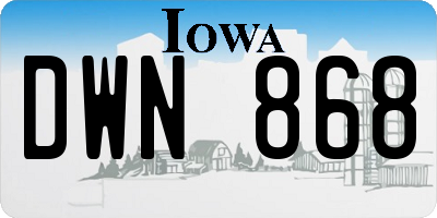 IA license plate DWN868