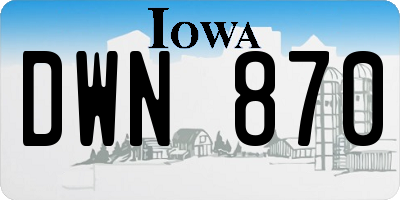 IA license plate DWN870