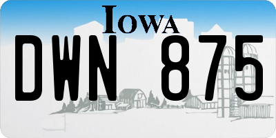 IA license plate DWN875