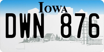 IA license plate DWN876