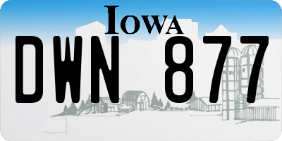 IA license plate DWN877