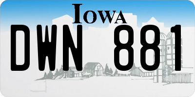 IA license plate DWN881
