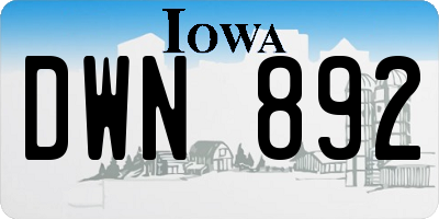 IA license plate DWN892