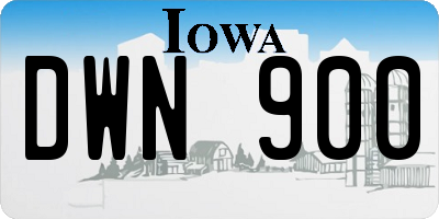 IA license plate DWN900