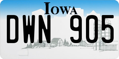 IA license plate DWN905
