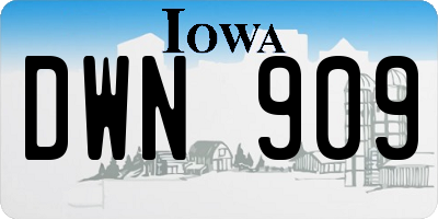 IA license plate DWN909
