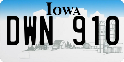IA license plate DWN910