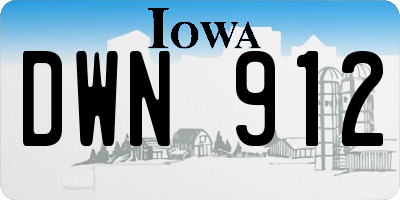 IA license plate DWN912