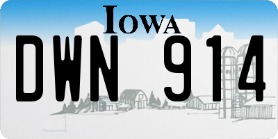 IA license plate DWN914
