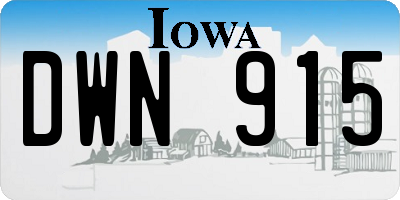 IA license plate DWN915