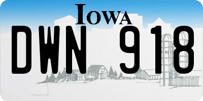 IA license plate DWN918