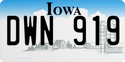 IA license plate DWN919