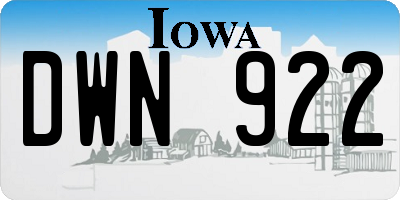 IA license plate DWN922