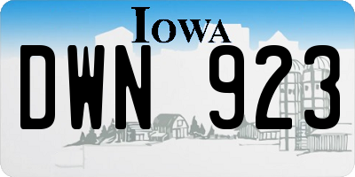 IA license plate DWN923