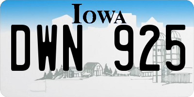 IA license plate DWN925