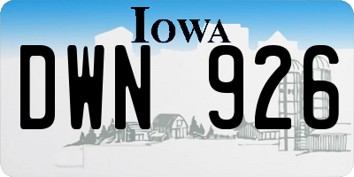 IA license plate DWN926