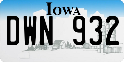 IA license plate DWN932