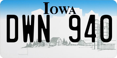 IA license plate DWN940