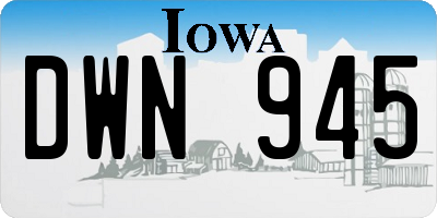 IA license plate DWN945
