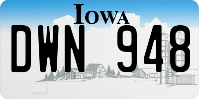 IA license plate DWN948