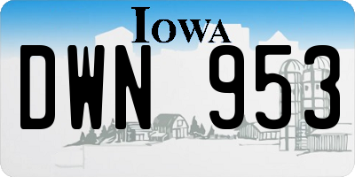 IA license plate DWN953